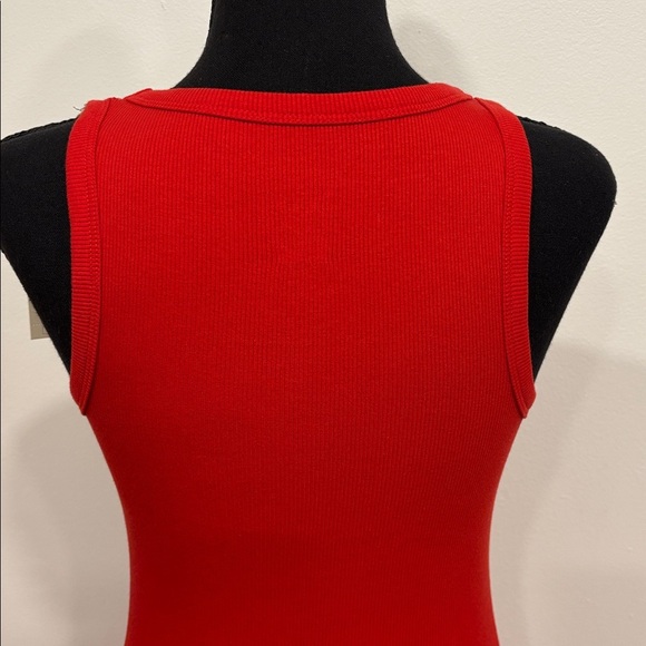 A NEW DAY bodycon red Sleeveless tank Dress side ruching NWT XS - Picture 5 of 5
